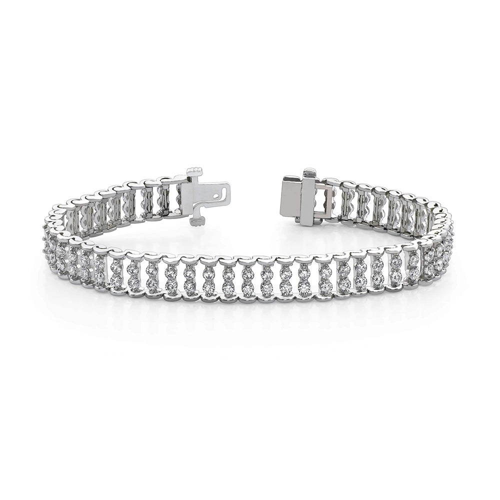14K White Gold Fancy Link 4.02ctw Diamond Bracelet