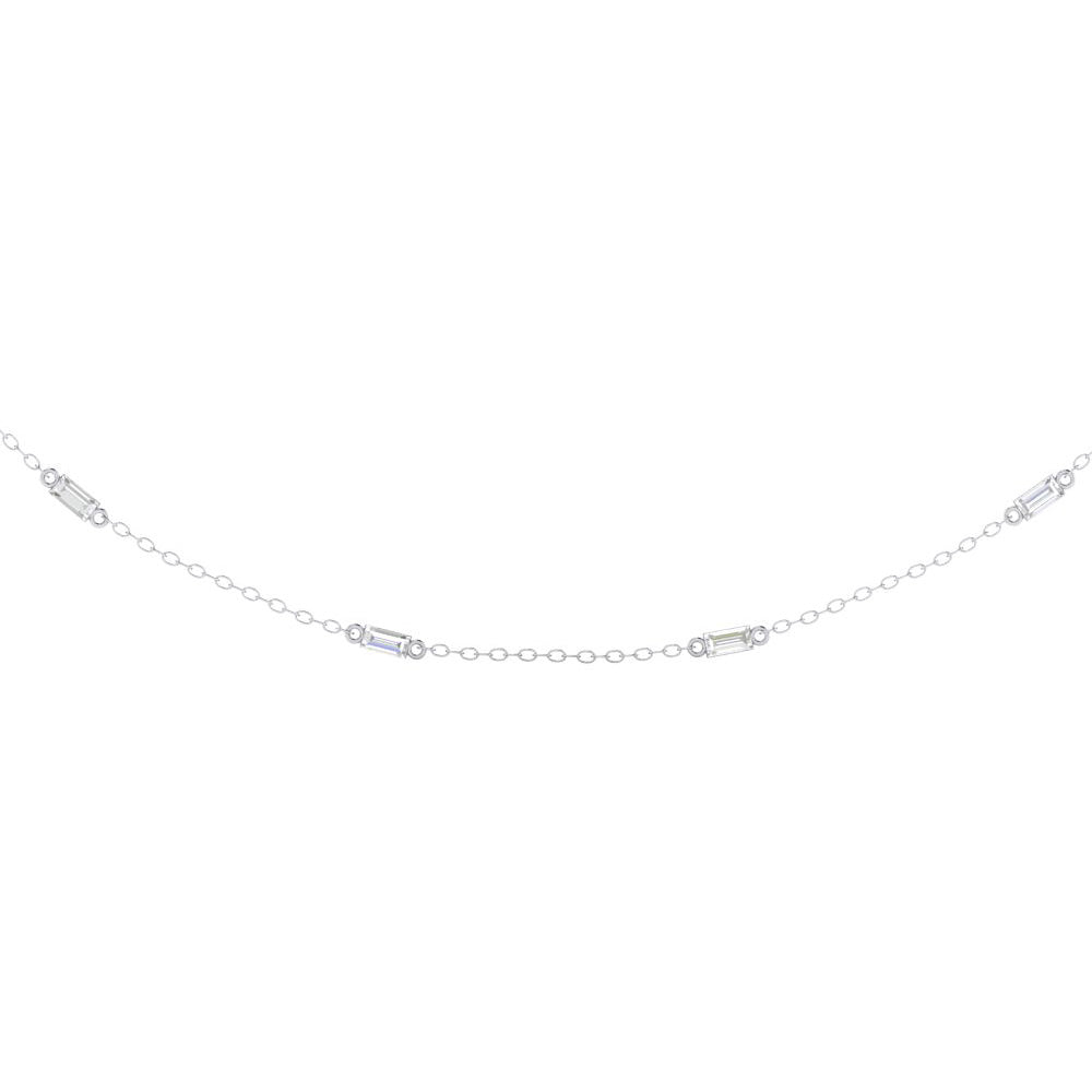 14K White Gold 1.00 CTW Diamond-By-The-Yard Necklace