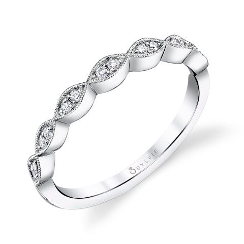 14K White Gold Stackable Diamond Fashion Ring