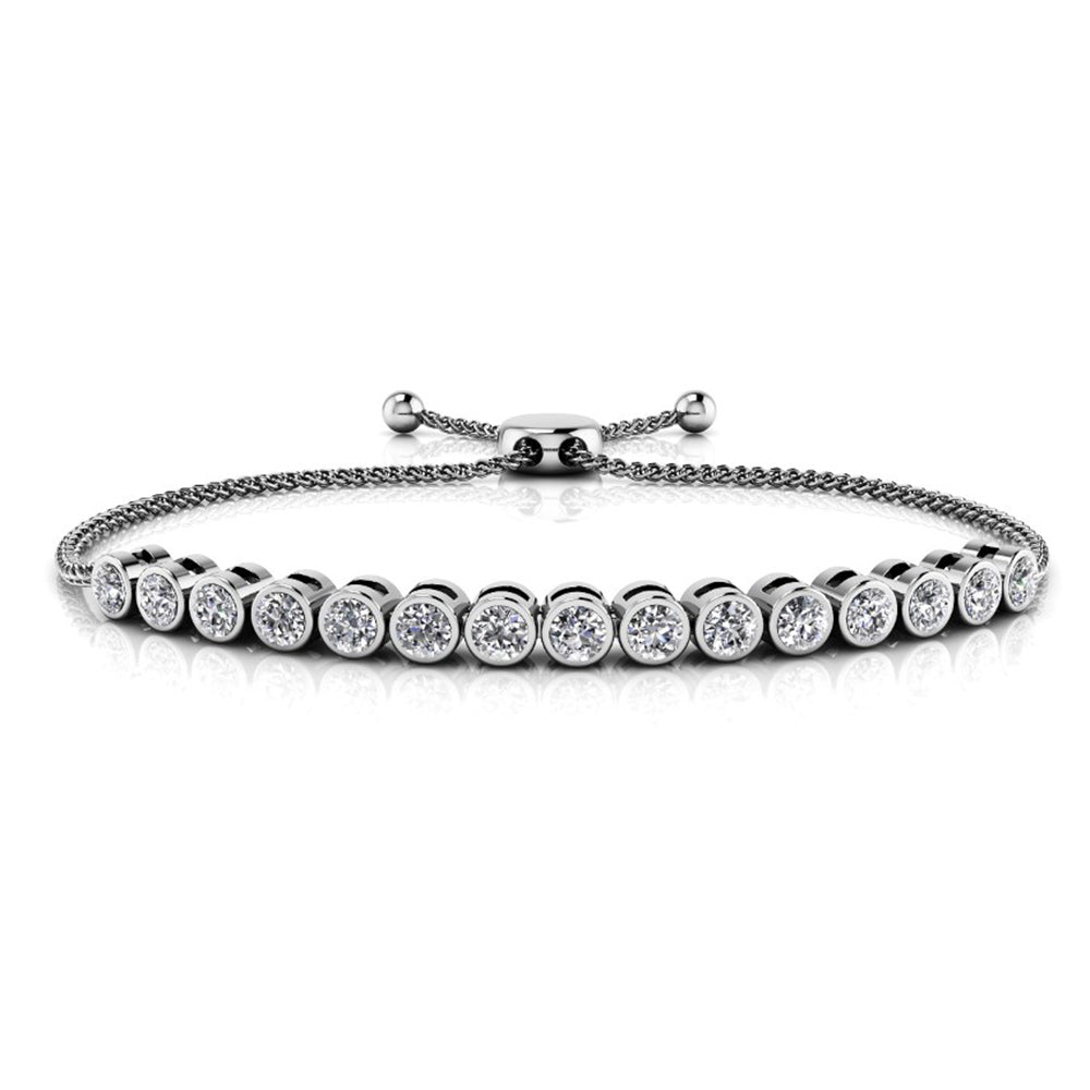 14K White Gold Bolo 2.07ctw Diamond Bracelet