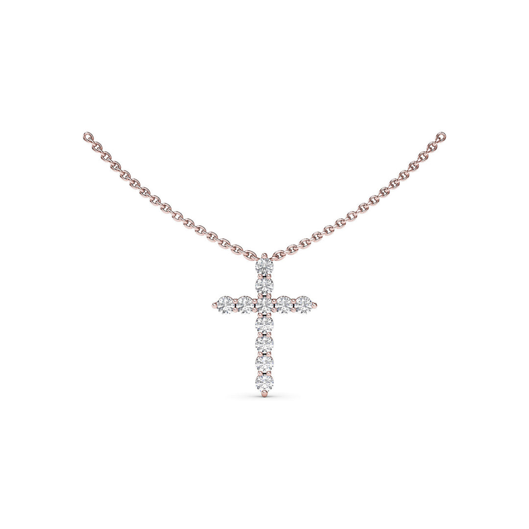 Diamond Prong Cross Necklace