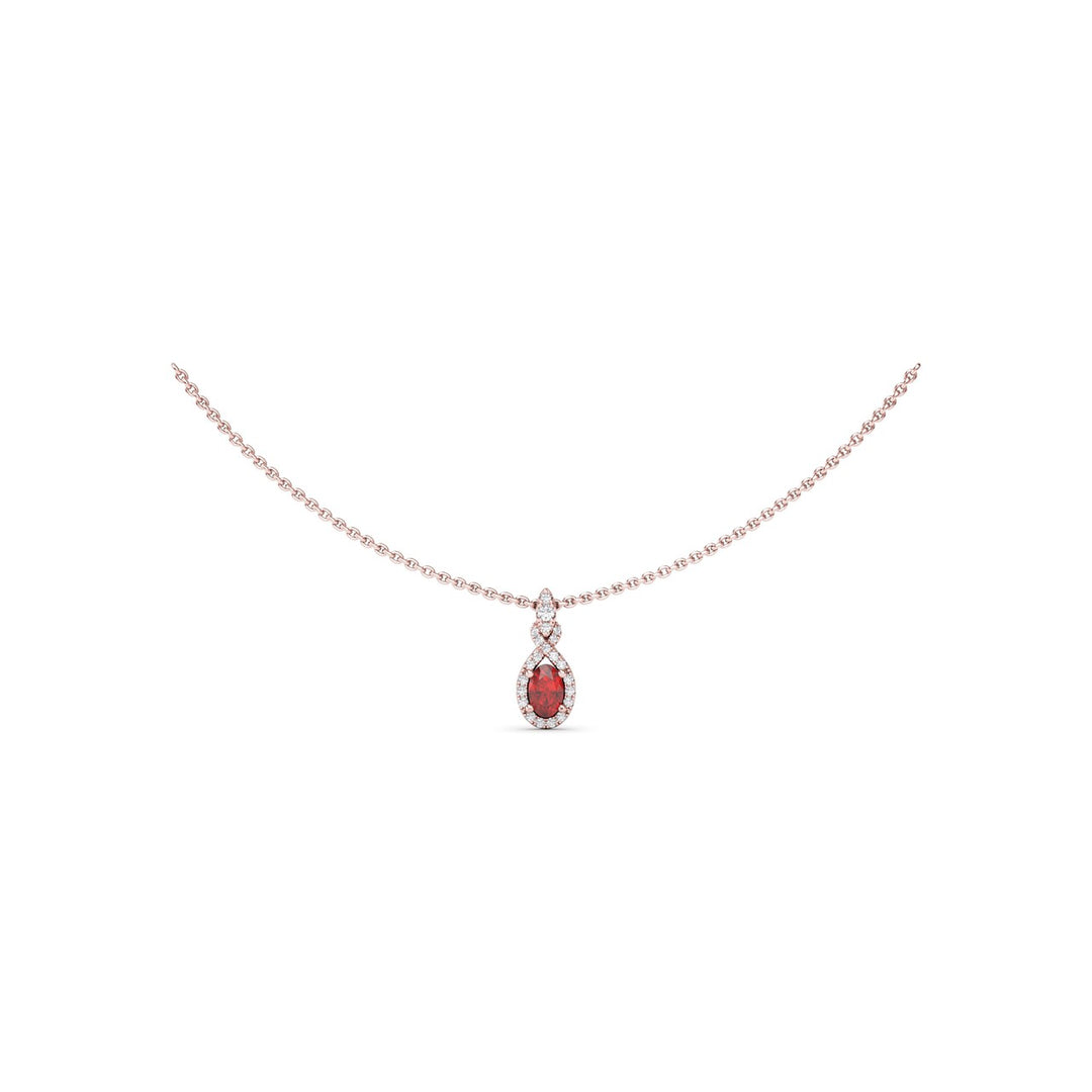 Love Knot Ruby and Diamond Pendant