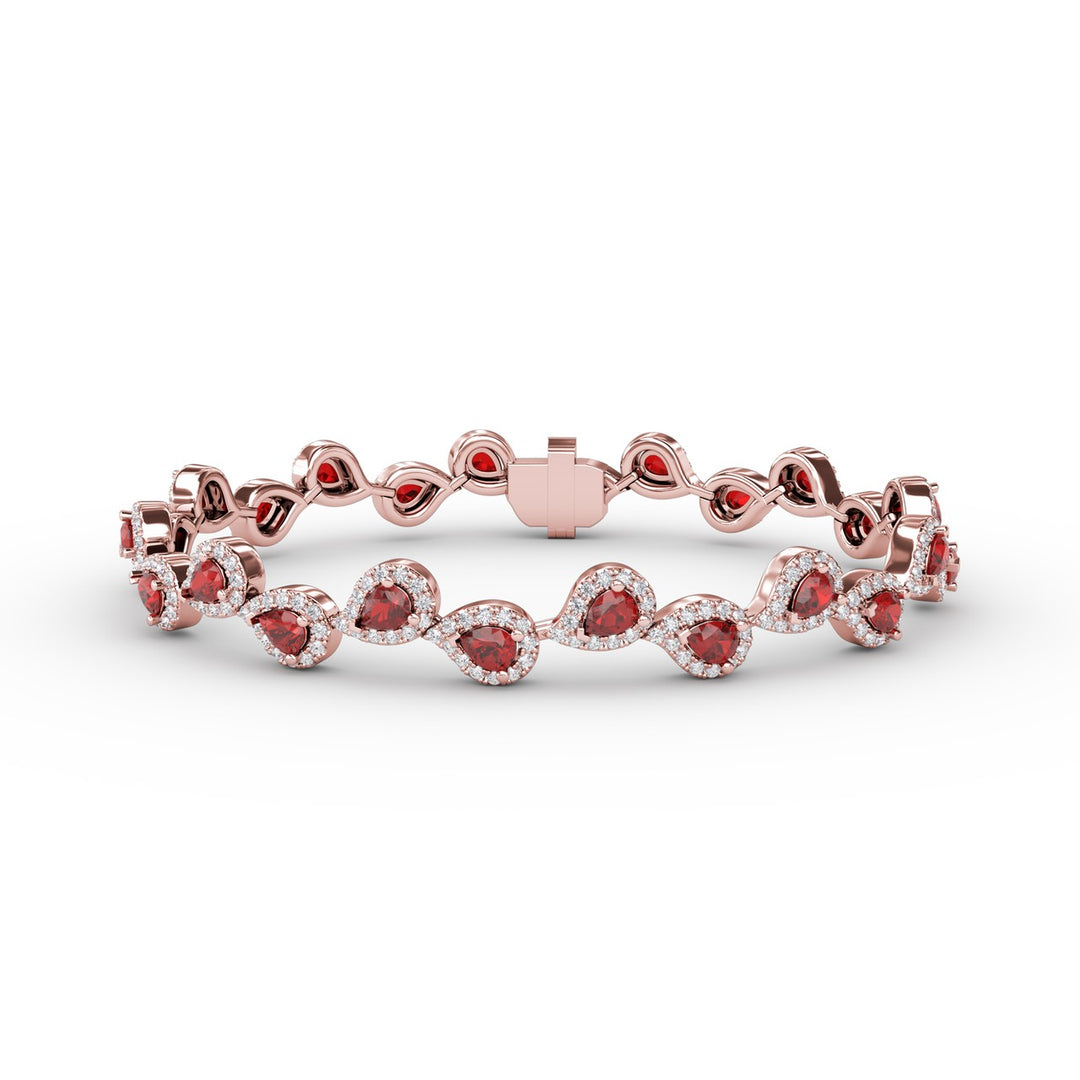 Decorated Ruby and Diamond Bracelet