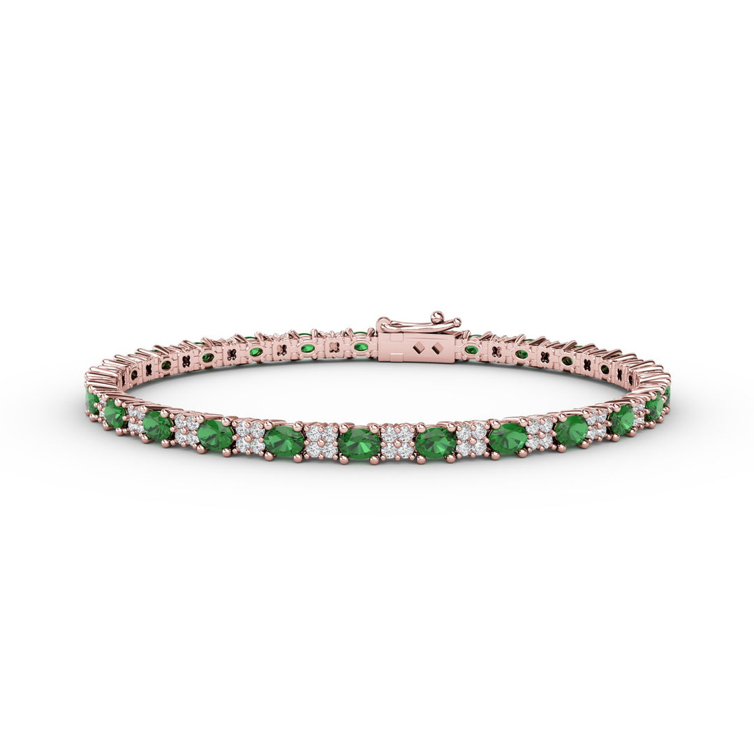 Alternating Emerald and Diamond Bracelet