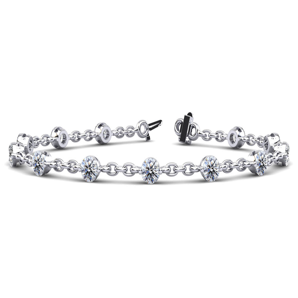 14K White Gold Fancy Link 2.03ctw Diamond Bracelet