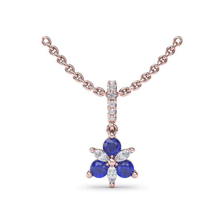 Trio Stud with Marquise and Sapphire Diamond Pendant