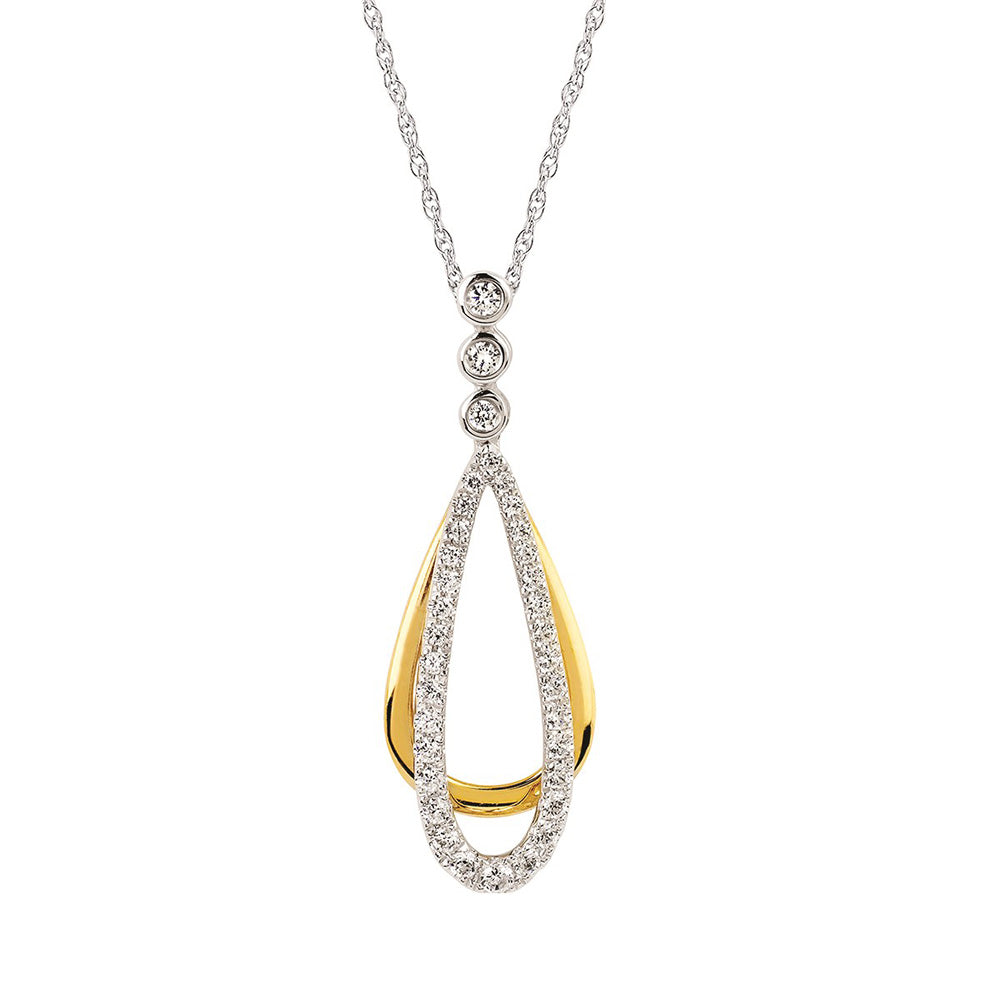 14K Two-Tone .25 CTW Teardrop Diamond Fashion Pendant