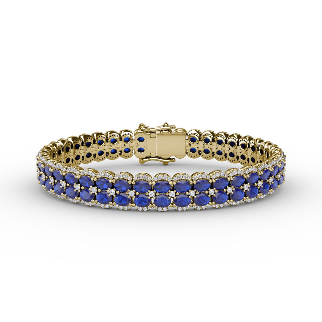 Double Oval Sapphire and Diamond Bracelet