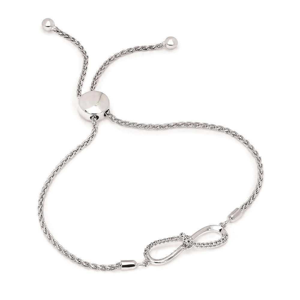 Sterling Silver 0.10 ctw Diamond Bolo Bracelet
