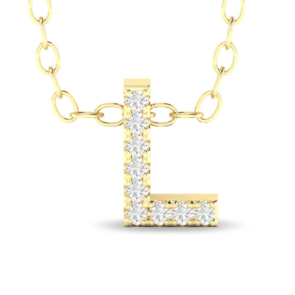 10K Yellow Gold .05 CTW Letter L Diamond Pendant