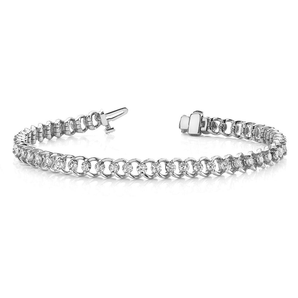 14K White Gold Fancy Link 3.21ctw Diamond Bracelet