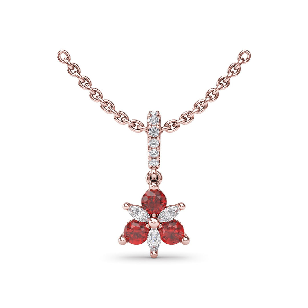 Trio Stud with Marquise and Ruby Diamond Pendant