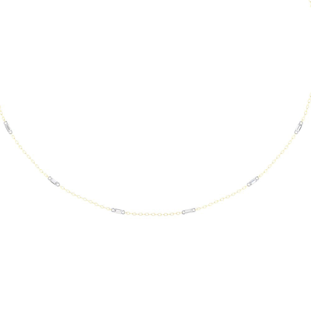 14K Two Tone .25 CTW Diamond-By-The-Yard Necklace