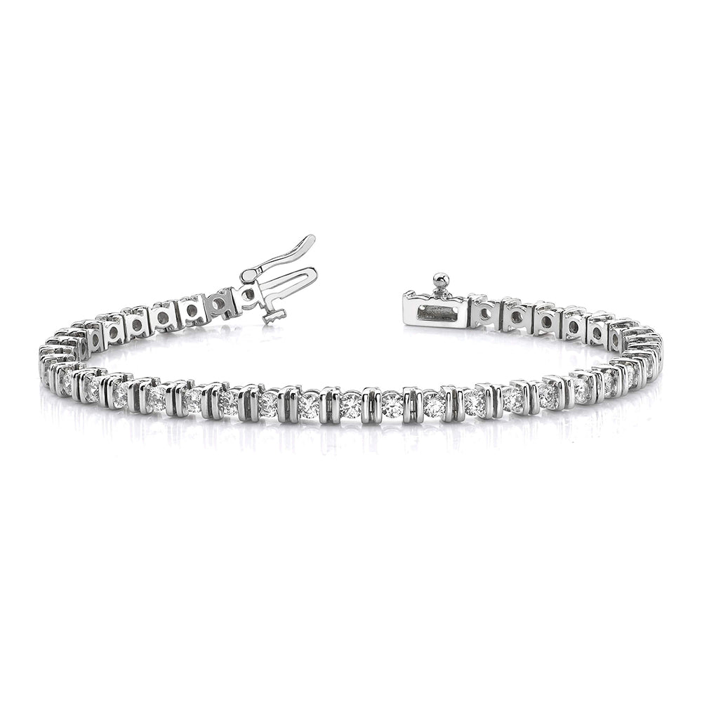 14K White Gold Tennis 3.04ctw Diamond Bracelet