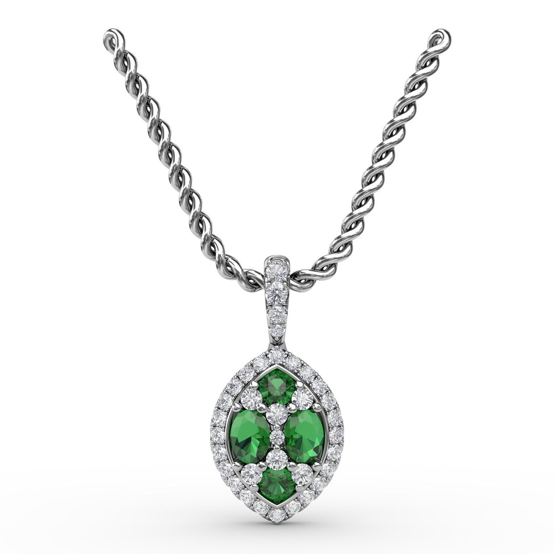 Marquise Emerald and Diamond Pendant