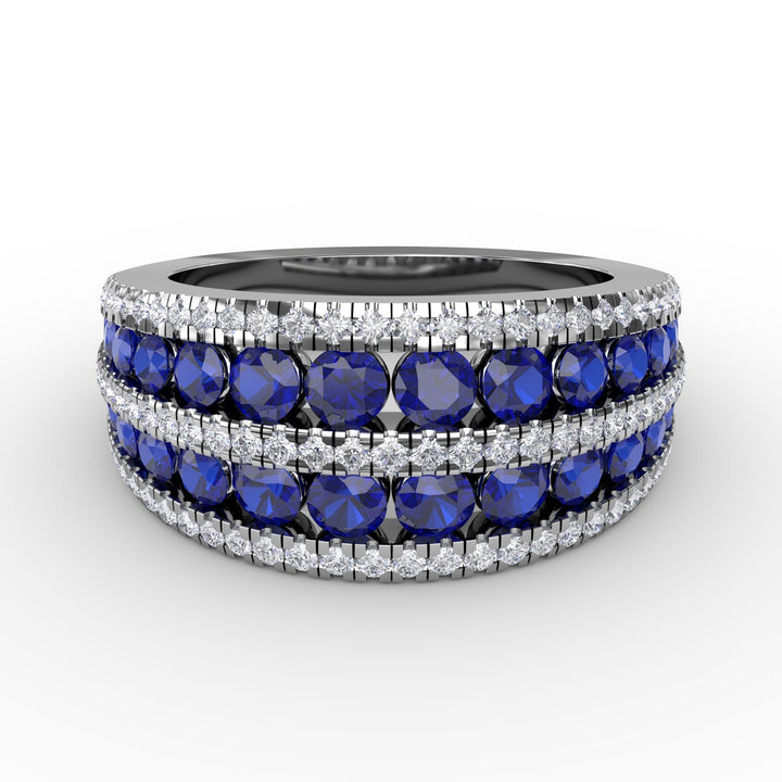 Chasing Bliss Sapphire and Diamond Stacked Row Ring