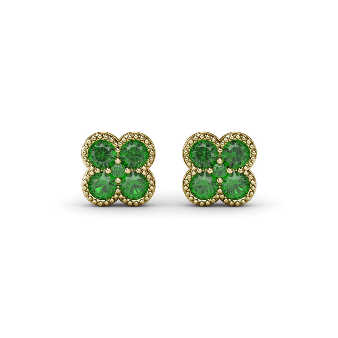 Magnolia Milgrain Emerald Earrings