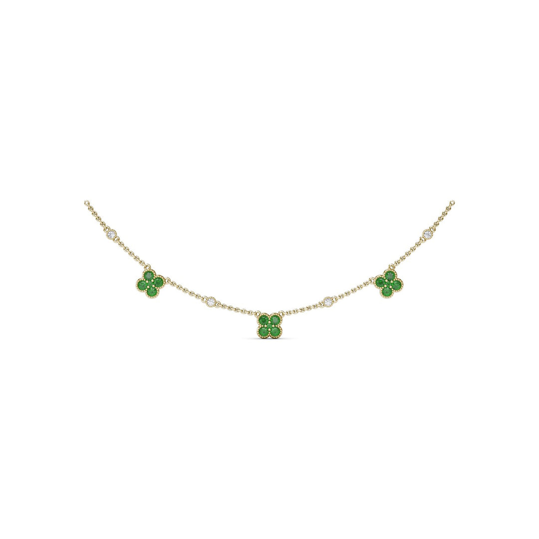Magnolia Milgrain Emerald Necklace
