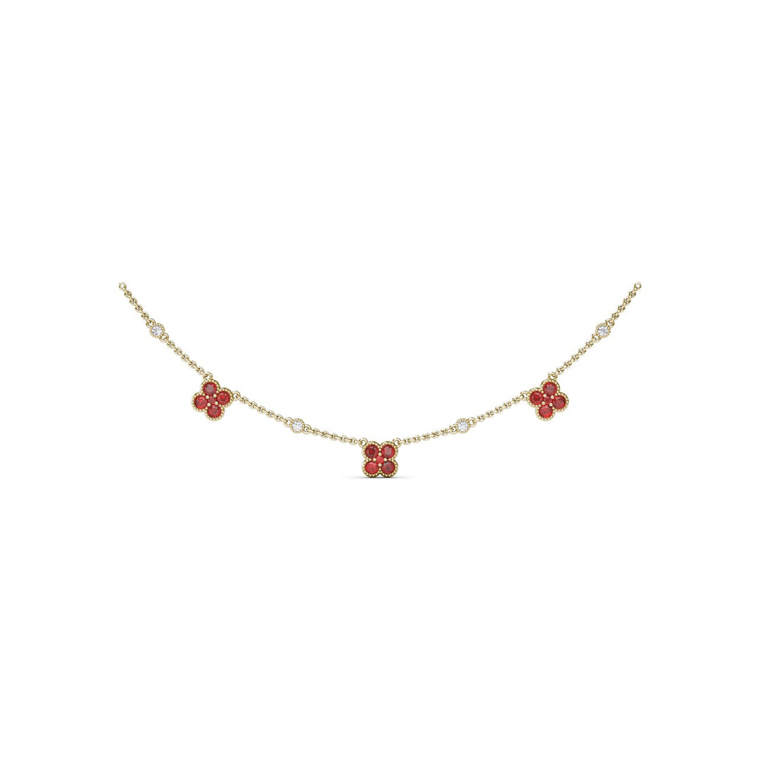 Magnolia Milgrain Ruby Necklace