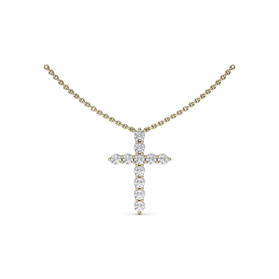 Diamond Prong Cross Necklace