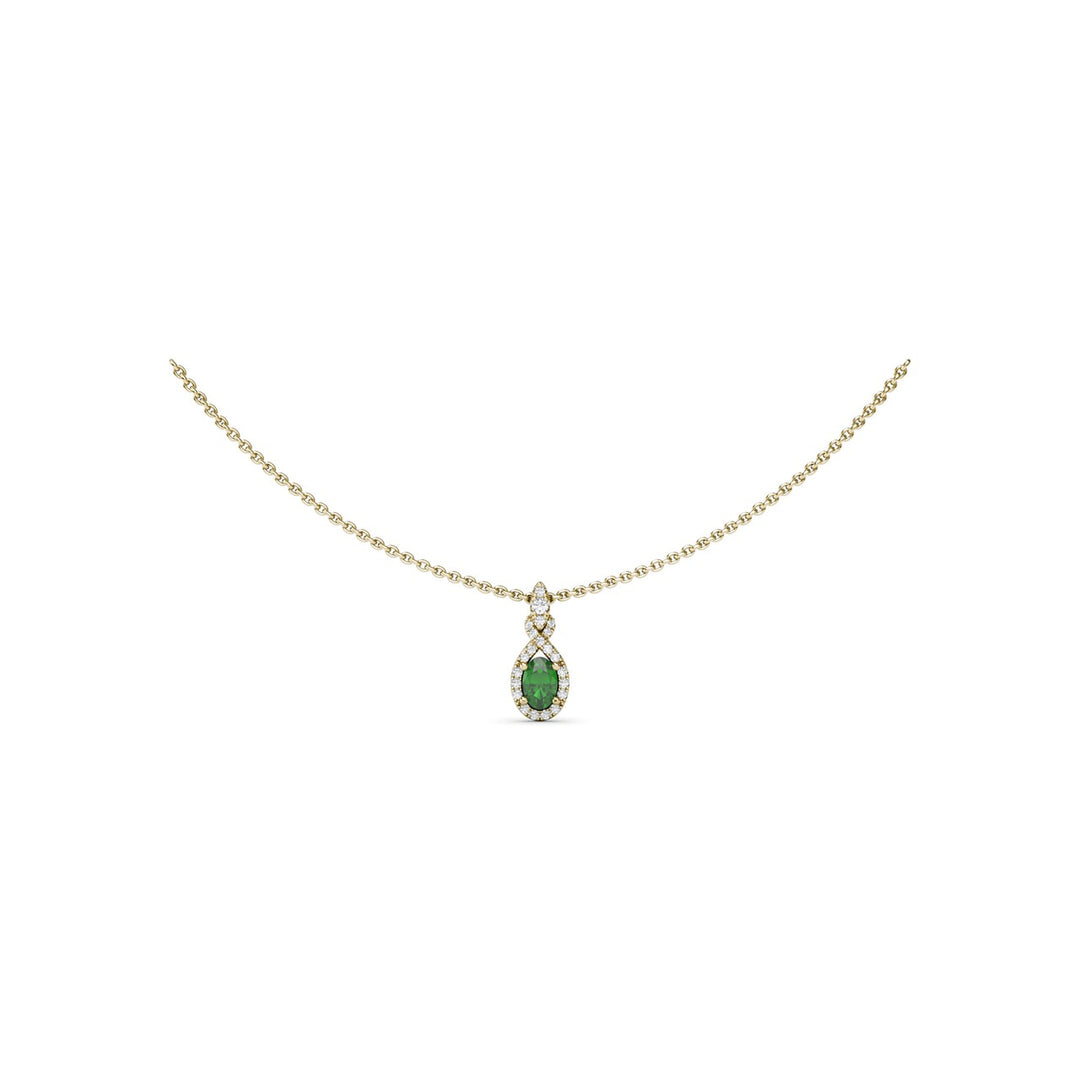 Love Knot Emerald and Diamond Pendant