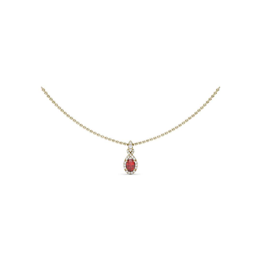 Love Knot Ruby and Diamond Pendant