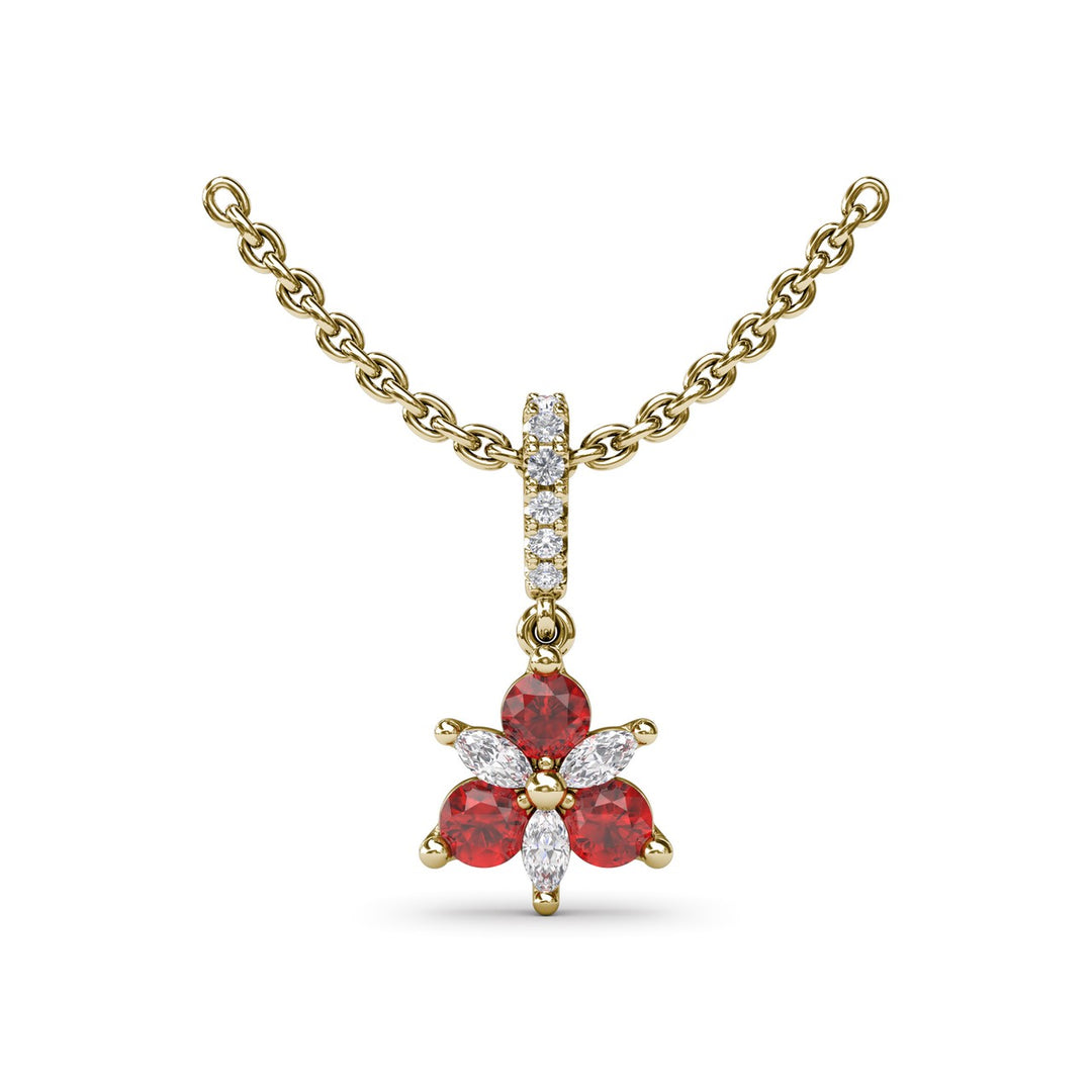 Trio Stud with Marquise and Ruby Diamond Pendant