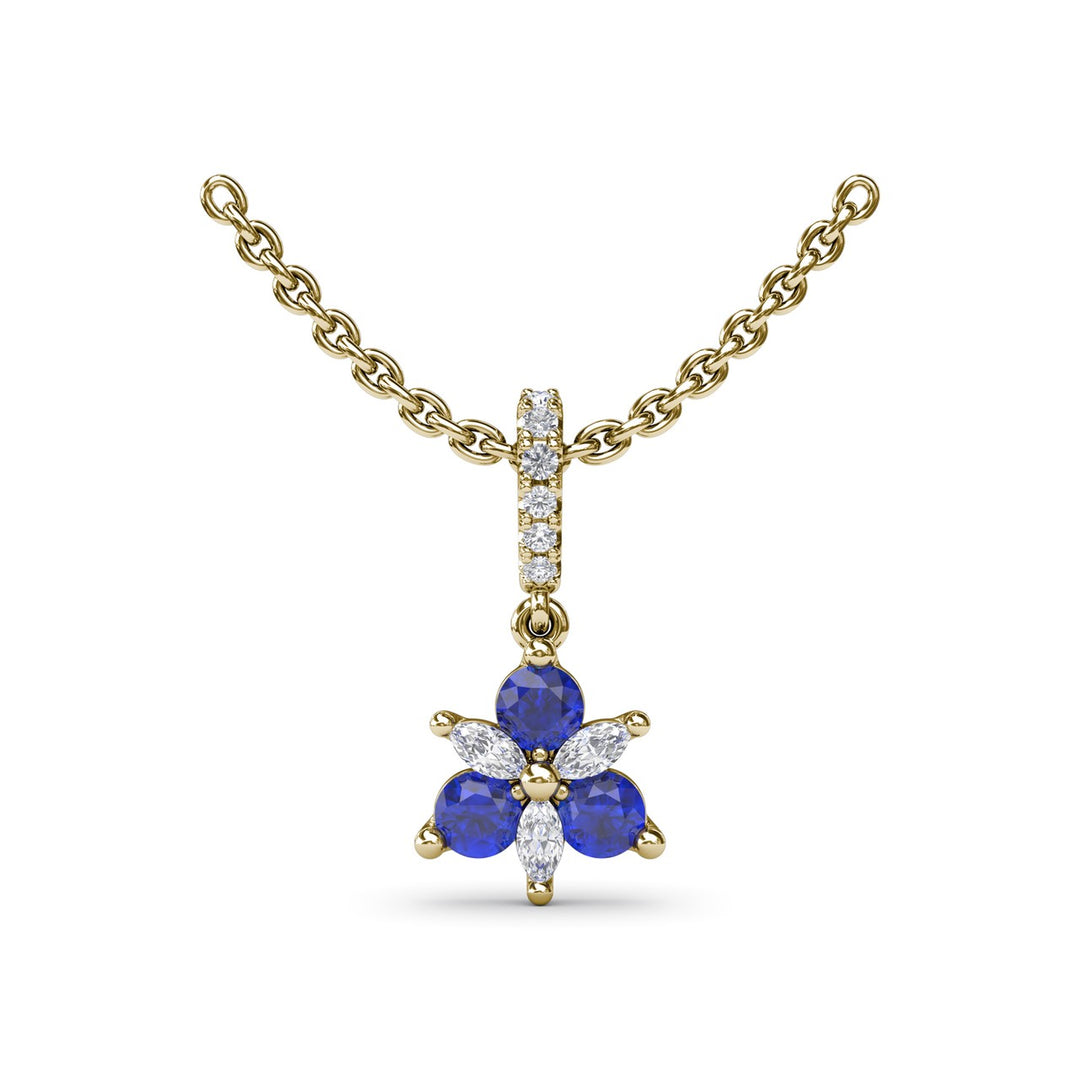 Trio Stud with Marquise and Sapphire Diamond Pendant