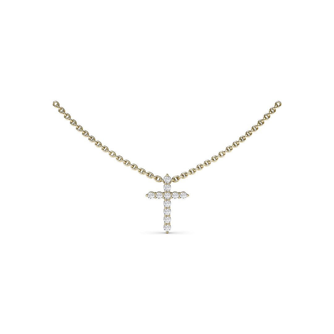 Diamond Prong Cross Necklace