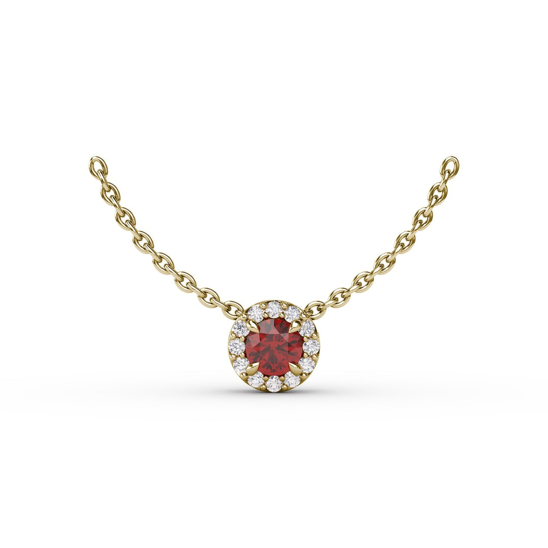 Classic Ruby and Diamond Pendant Necklace