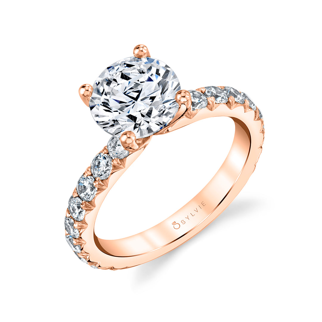 Round Cut Classic Wide Band Engagement Ring - Marlise