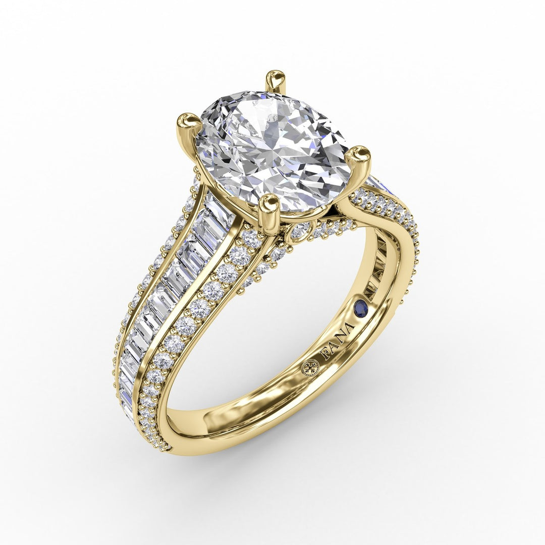 Striking Baguette and Pavé Engagement Ring