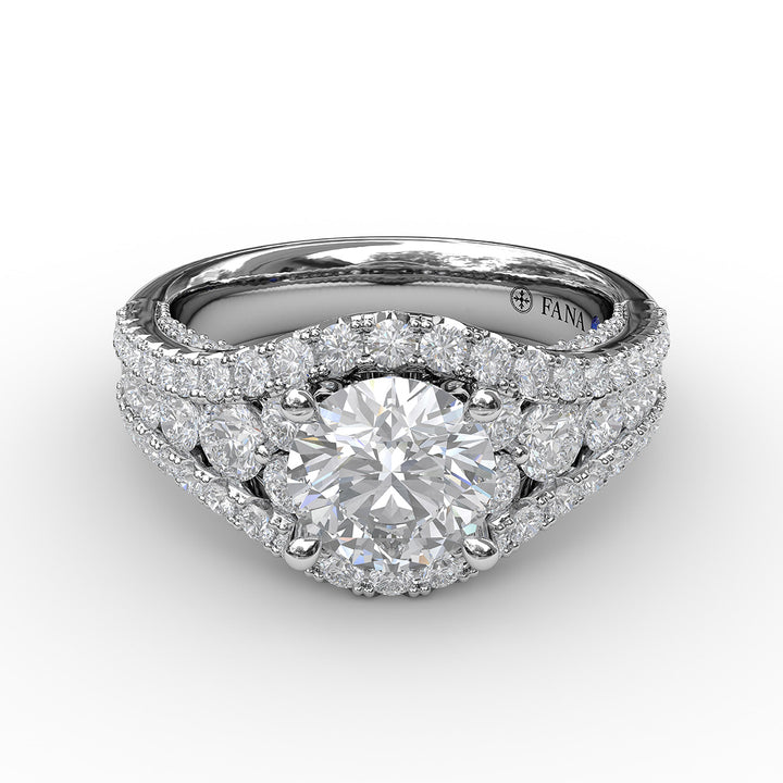Graduated Diamond Encrusted Engagement Ring