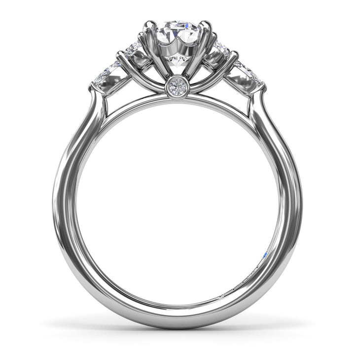 Marquise Side Cluster Diamond Engagement Ring