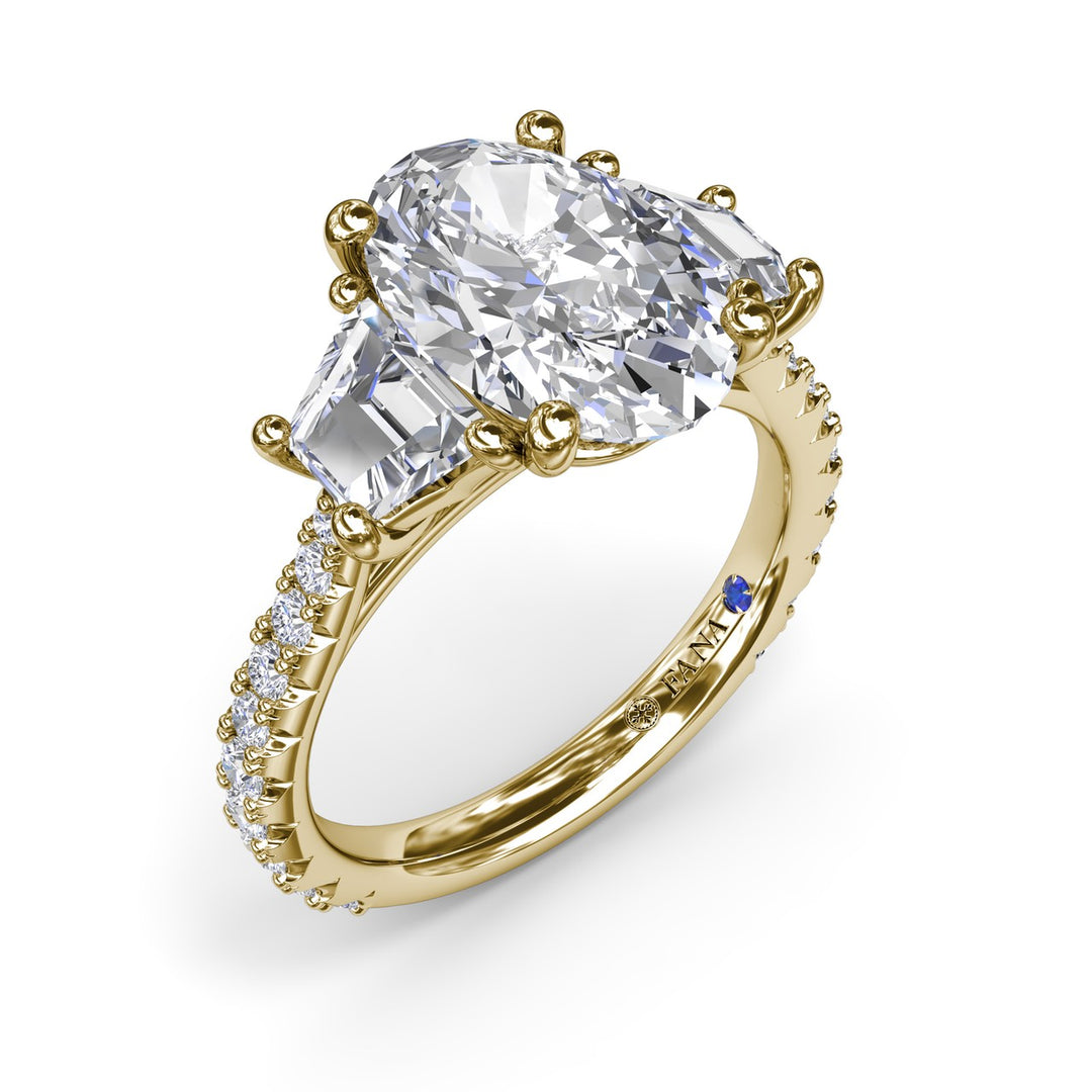 Bold Three Stone Oval Diamond Engagement Ring