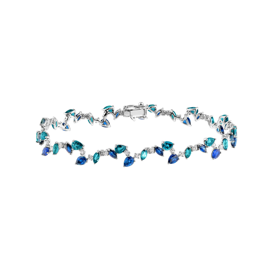 Teal Sapphire and Blue Blossom Bracelet