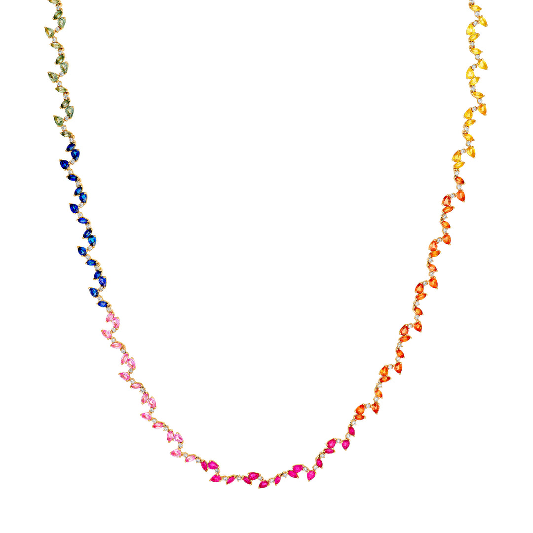Sapphire Rainbow Blossom Necklace