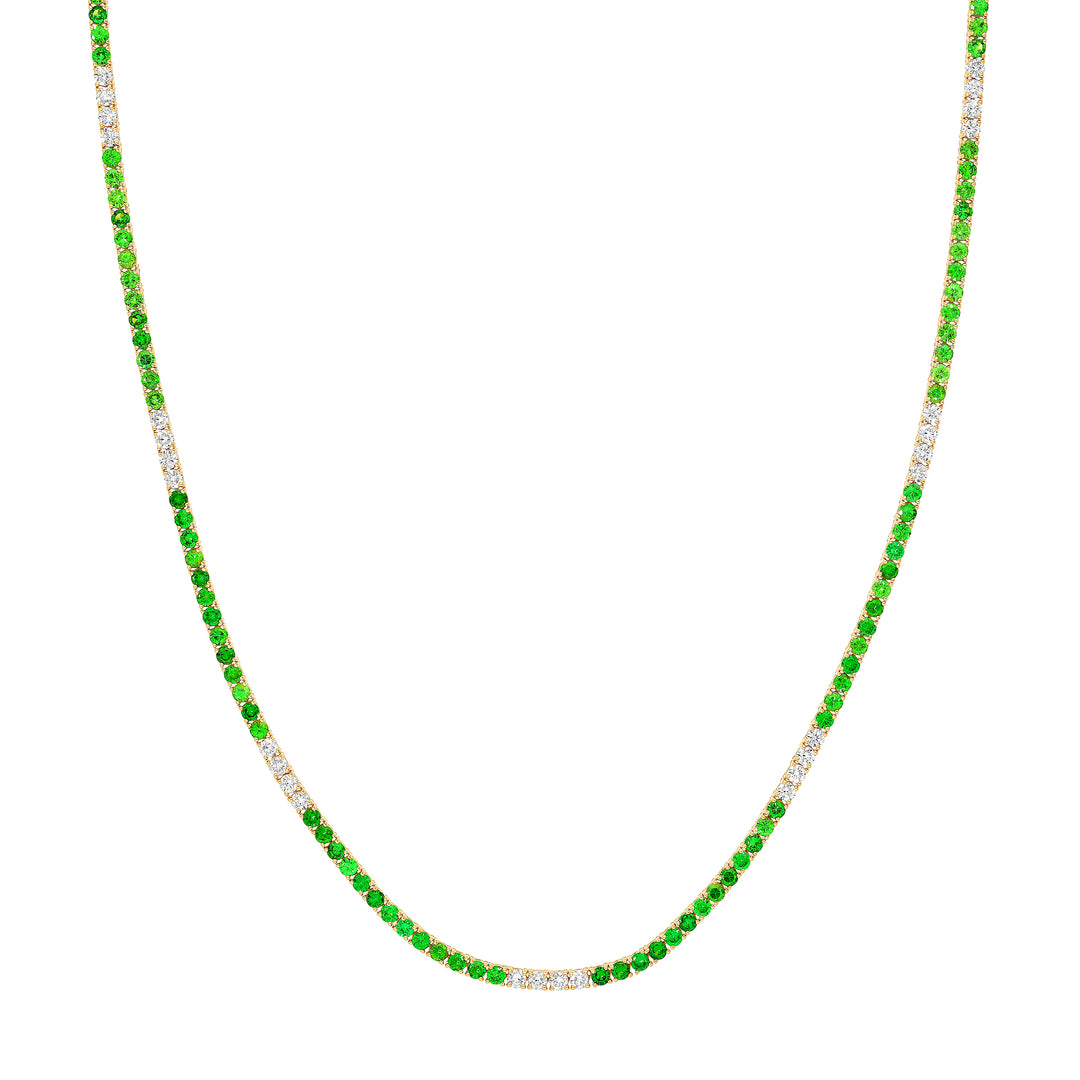 2-1/4tcw Diamond & 2.4mm Tsavorite Tennis Necklace