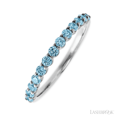 10K White Gold band with 13 Round Aqua Diamond having TCW-.39