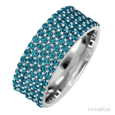 10K White Gold band with 93 Round Ocean Blue Diamond having TCW-1.4