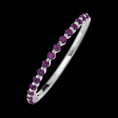 10K White Gold band with 15 Round Purple Diamond having TCW-.22