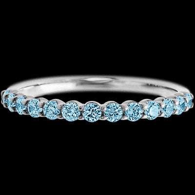 10K White Gold band with 13 Round Aqua Diamond having TCW-.39