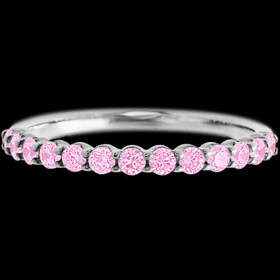 10K White Gold band with 13 Round Light Pink Sapphire having TCW-.39