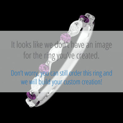 10K White Gold band with alternating 4 Round Purple Diamond and 5 Marquise Lab Grown Diamond having TCW-.47