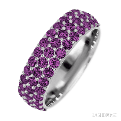 10K White Gold band with 46 Round Purple Diamond having TCW-1.38