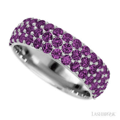 10K White Gold band with 46 Round Purple Diamond having TCW-1.38