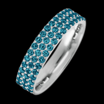 10K White Gold band with 55 Round Ocean Blue Diamond having TCW-.82