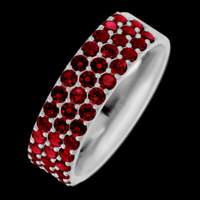 10K White Gold band with 43 Round Dark Ruby having TCW-1.29