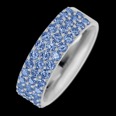 10K White Gold band with 43 Round Denim Sapphire having TCW-1.29