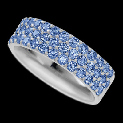 10K White Gold band with 43 Round Denim Sapphire having TCW-1.29